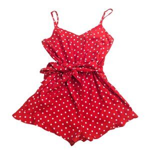 Shein Red with White Polka Dots Romper (EUC)